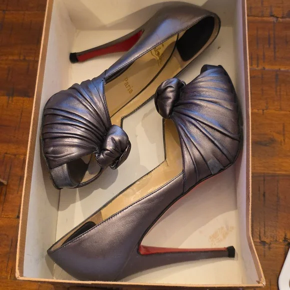 Silver Louboutin Jenny Heels, 36.5 - Picture 1 of 9